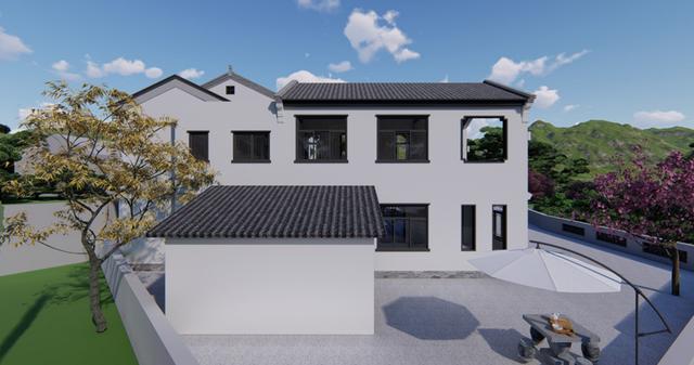 帶庭院的新中式二層農(nóng)村民宿設(shè)計(jì)，建好鄰居都羨慕哭了