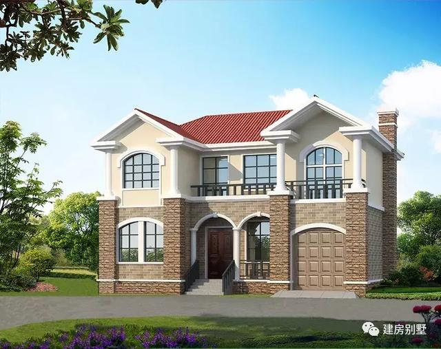 2棟帶車(chē)庫(kù)設(shè)計(jì)的農(nóng)村房子方案圖，第一棟造價(jià)低