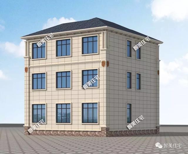 11.4×12.8米三層自建房子方案圖，帶堂屋設(shè)計(jì)