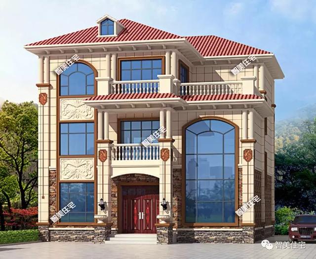 12×14.1米鄉(xiāng)村三層復(fù)式樓房方案圖，外觀漂亮