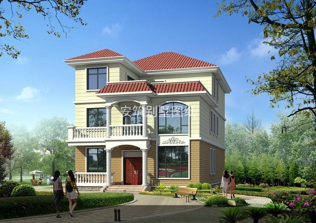 開(kāi)間10.5米進(jìn)深15.7米農(nóng)村簡(jiǎn)單三層樓房圖，造價(jià)比較低