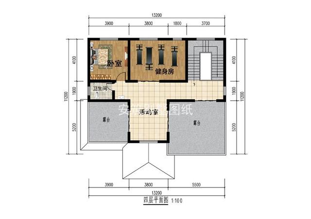 南北通透的4層復(fù)式別墅戶型圖，主體不到50萬