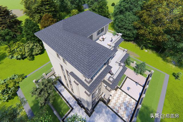 湖南四層歐式別墅設(shè)計方案，堂屋+茶室+KTV+露臺