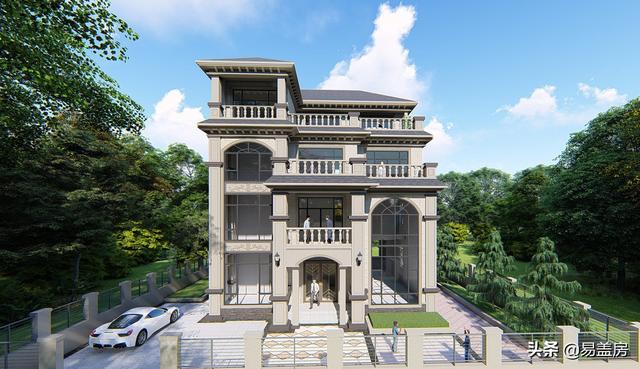 湖南四層歐式別墅設(shè)計方案，堂屋+茶室+KTV+露臺