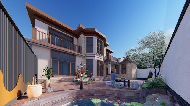 300多平父母養(yǎng)老別墅方案圖，僅花50萬，庭院小池真好看