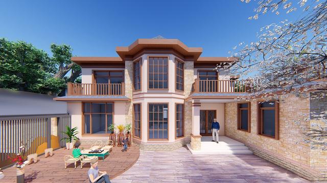 300多平父母養(yǎng)老別墅方案圖，僅花50萬，庭院小池真好看