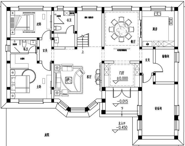 300多平父母養(yǎng)老別墅方案圖，僅花50萬，庭院小池真好看