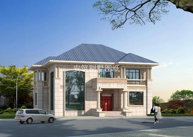 開間14.9米進深12米二層簡歐農(nóng)村房子圖，給父母建正合適