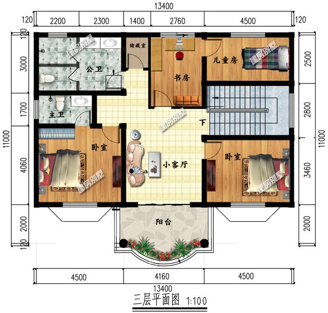 兩棟對(duì)稱的別墅設(shè)計(jì)方案，第一棟造價(jià)很低