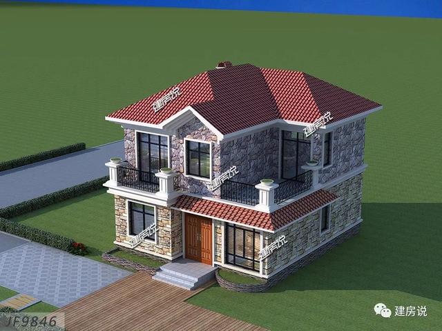 占地95平美式二層農(nóng)村房子設(shè)計(jì)圖，鄰居看了都點(diǎn)贊