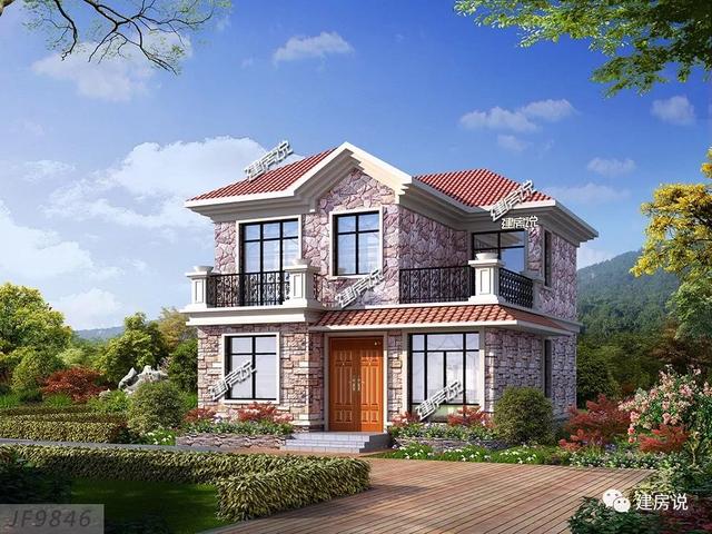 占地95平美式二層農(nóng)村房子設(shè)計(jì)圖，鄰居看了都點(diǎn)贊