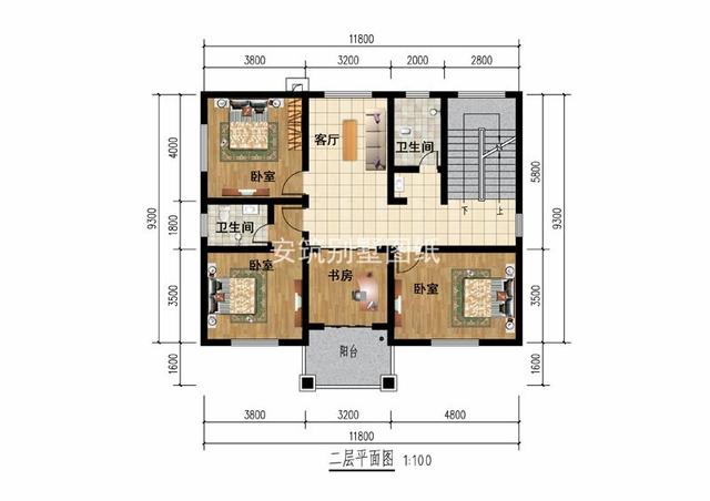 開間11.8米進(jìn)深9.3米鄉(xiāng)村三層房子方案圖，占地120平左右