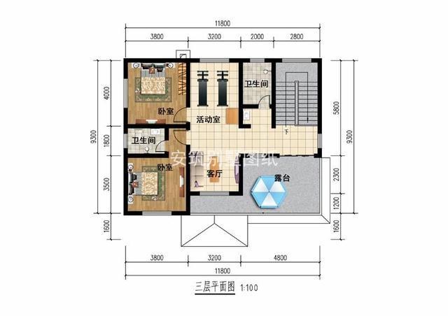 開間11.8米進(jìn)深9.3米鄉(xiāng)村三層房子方案圖，占地120平左右