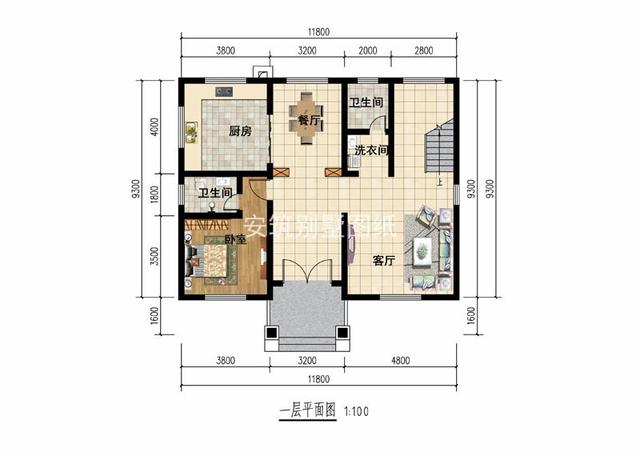 開間11.8米進(jìn)深9.3米鄉(xiāng)村三層房子方案圖，占地120平左右