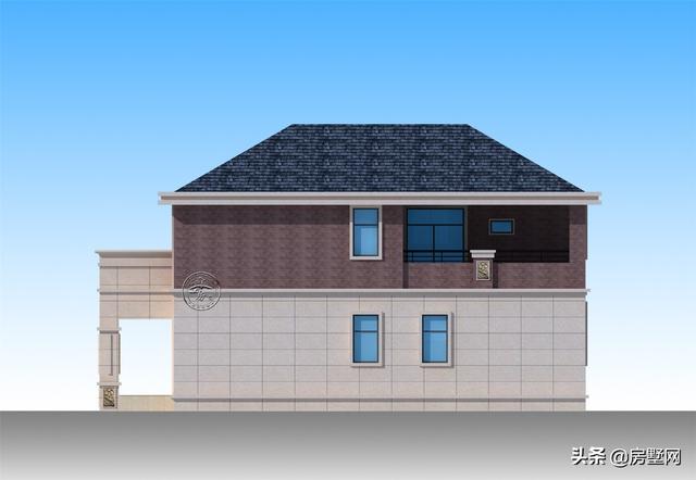 開間11.8米面寬14.5米二層鄉(xiāng)村簡歐別墅圖，外觀配色協(xié)調(diào)
