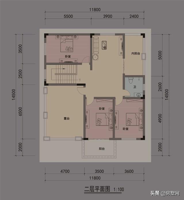 開間11.8米面寬14.5米二層鄉(xiāng)村簡歐別墅圖，外觀配色協(xié)調(diào)