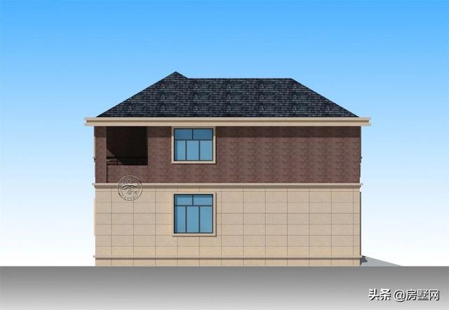 開間11.8米面寬14.5米二層鄉(xiāng)村簡歐別墅圖，外觀配色協(xié)調(diào)