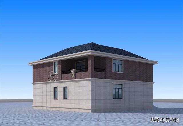 開間11.8米面寬14.5米二層鄉(xiāng)村簡歐別墅圖，外觀配色協(xié)調(diào)