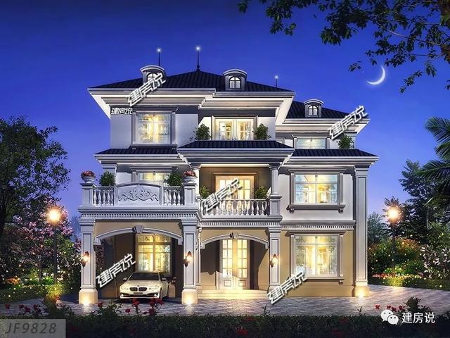 巴洛克風(fēng)格別墅三層自建房設(shè)計(jì)圖紙，外觀造型奢華大氣