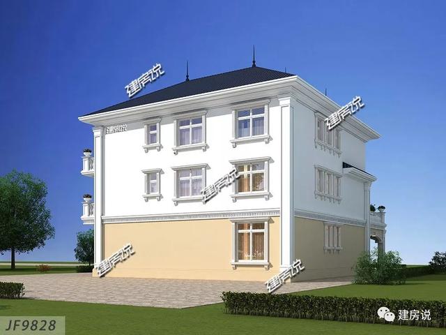 巴洛克風(fēng)格別墅三層自建房設(shè)計(jì)圖紙，外觀造型奢華大氣