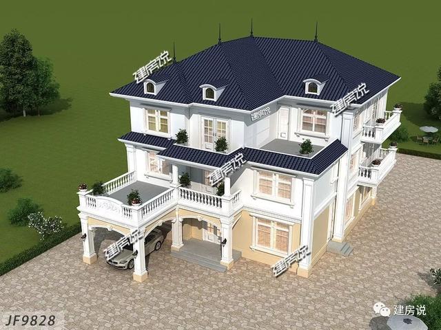 巴洛克風(fēng)格別墅三層自建房設(shè)計(jì)圖紙，外觀造型奢華大氣