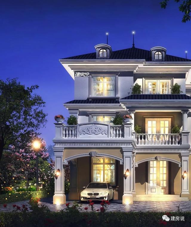 巴洛克風(fēng)格別墅三層自建房設(shè)計(jì)圖紙，外觀造型奢華大氣