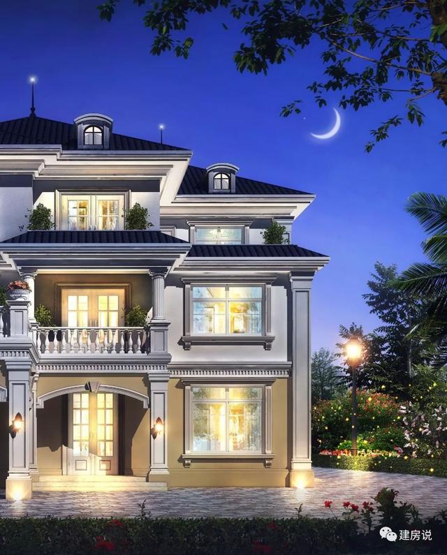 巴洛克風(fēng)格別墅三層自建房設(shè)計(jì)圖紙，外觀造型奢華大氣