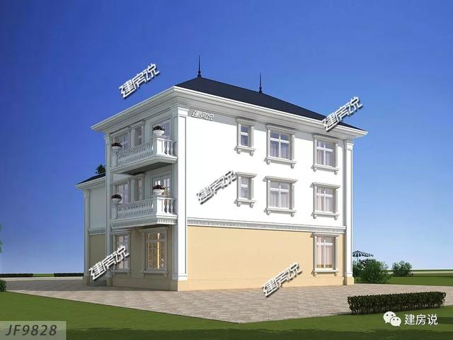 巴洛克風(fēng)格別墅三層自建房設(shè)計(jì)圖紙，外觀造型奢華大氣