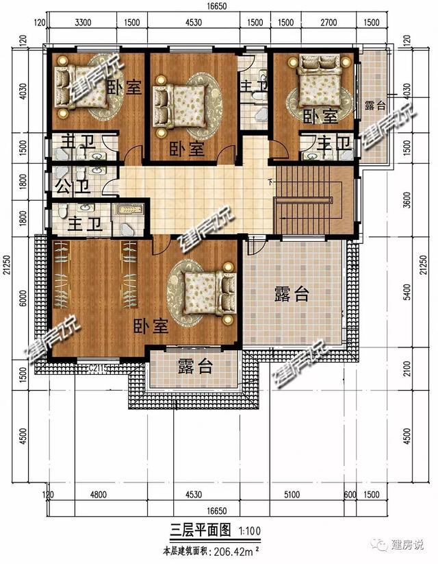 巴洛克風(fēng)格別墅三層自建房設(shè)計(jì)圖紙，外觀造型奢華大氣