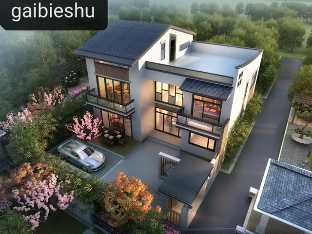 53萬山東二層半現(xiàn)代別墅設(shè)計(jì)，坡屋頂結(jié)合平屋頂