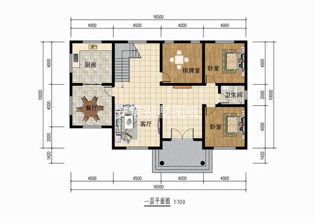 16.5m*10m二層小樓房農(nóng)村戶型圖設(shè)計(jì)，洋氣時(shí)尚