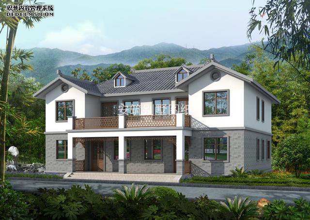 徽派小戶型二層兄弟雙拼自建房屋戶型圖，單戶不到100平