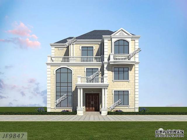 浙江省120平簡(jiǎn)歐三層自建房子方案圖，主體造價(jià)36-42萬(wàn)