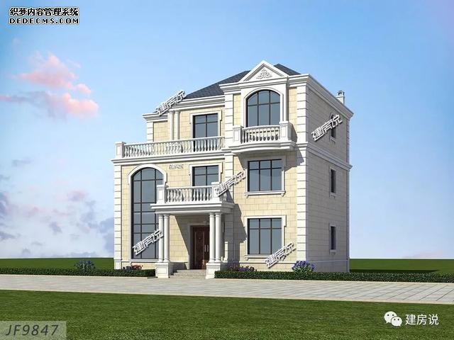 浙江省120平簡(jiǎn)歐三層自建房子方案圖，主體造價(jià)36-42萬(wàn)