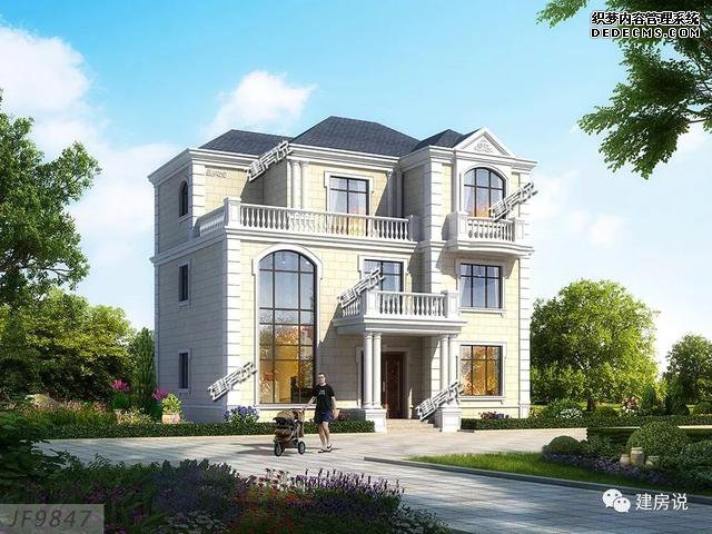 浙江省120平簡(jiǎn)歐三層自建房子方案圖，主體造價(jià)36-42萬(wàn)