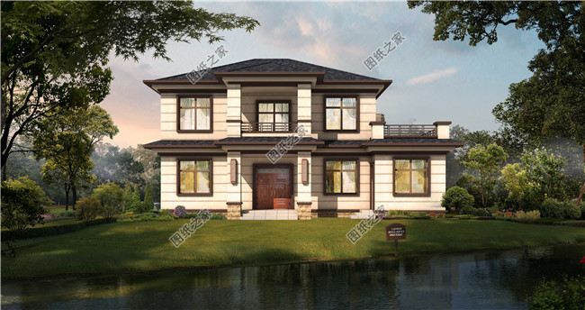 165平方米新農(nóng)村兩層施工建筑設(shè)計圖紙帶外觀效果圖