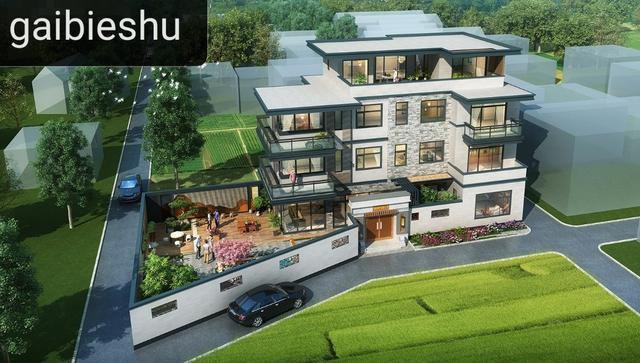 廣東自建三層半現(xiàn)代中式別墅（附戶型圖），平屋頂設(shè)計(jì)