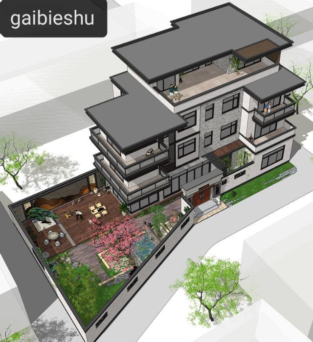 廣東自建三層半現(xiàn)代中式別墅（附戶型圖），平屋頂設(shè)計(jì)