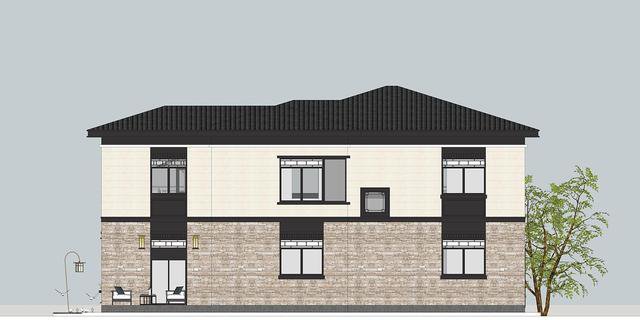 帶小院新中式雙層別墅設(shè)計戶型圖，戶型實(shí)用