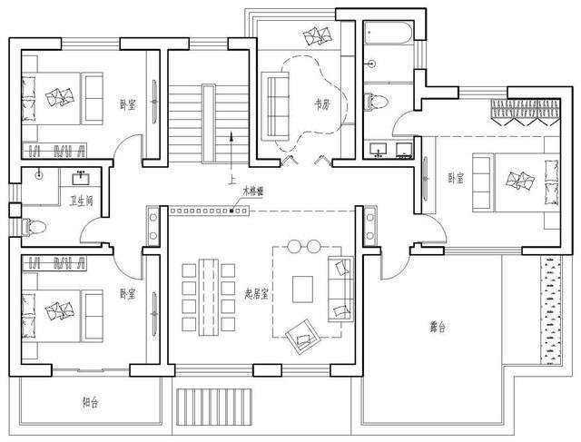 帶小院新中式雙層別墅設(shè)計戶型圖，戶型實(shí)用