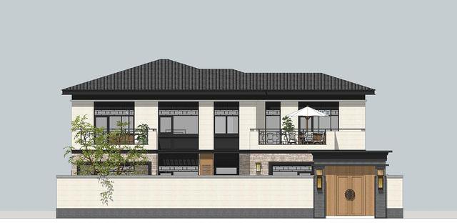 帶小院新中式雙層別墅設(shè)計戶型圖，戶型實(shí)用