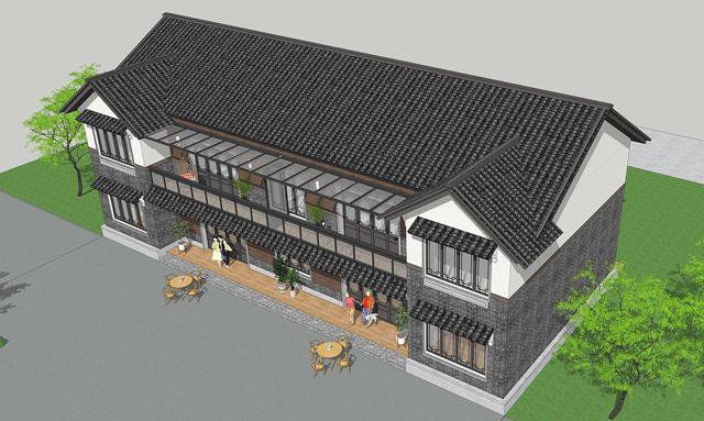 仿古中式雙拼別墅戶型圖及效果圖片，徽派風(fēng)格