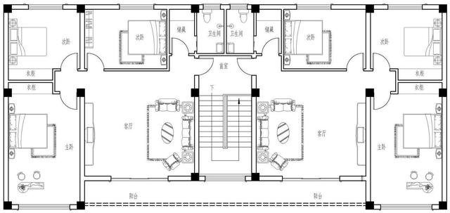 仿古中式雙拼別墅戶型圖及效果圖片，徽派風(fēng)格