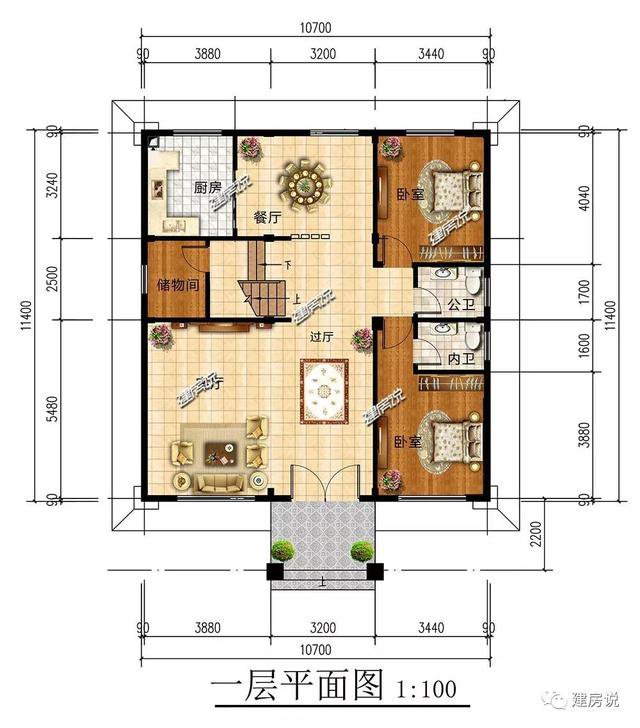 3棟120平的農(nóng)村房子戶型方案設(shè)計(jì)，二層、三層的都有