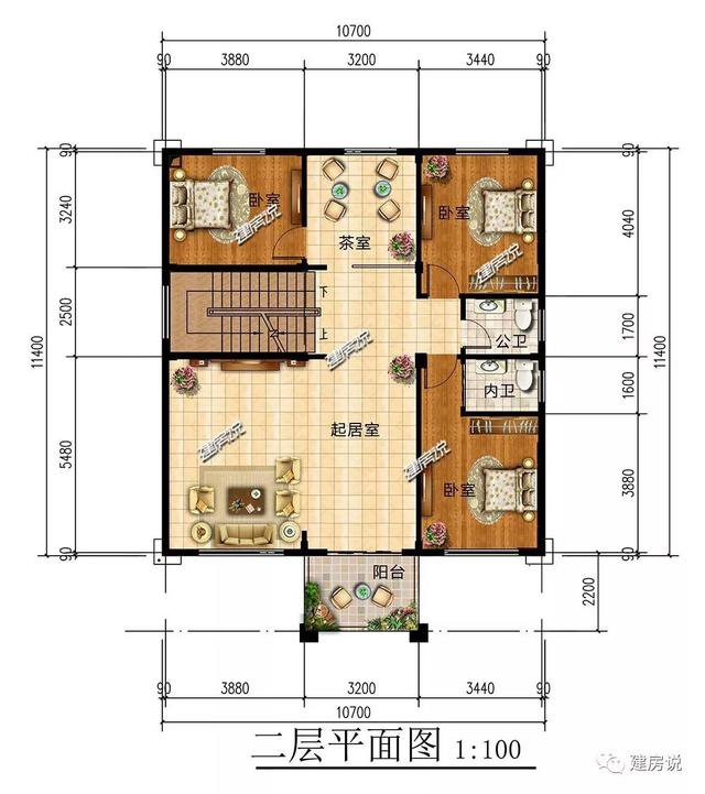 3棟120平的農(nóng)村房子戶型方案設(shè)計(jì)，二層、三層的都有