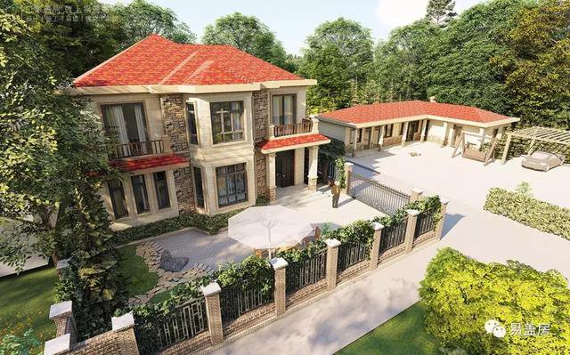 湖南帶配房的二層農(nóng)村自建房案例，簡(jiǎn)歐風(fēng)格