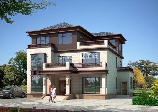 35萬(wàn)的新中式別墅三層戶型方案圖，老百姓建得起