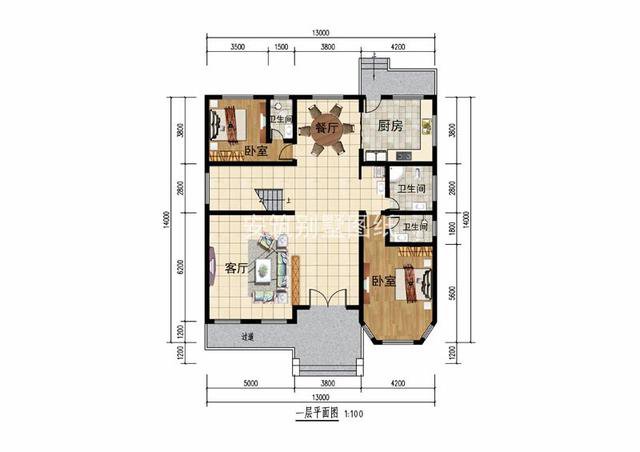 開間13.2米進(jìn)深14.2米二層簡歐民房設(shè)計(jì)方案，復(fù)式客廳