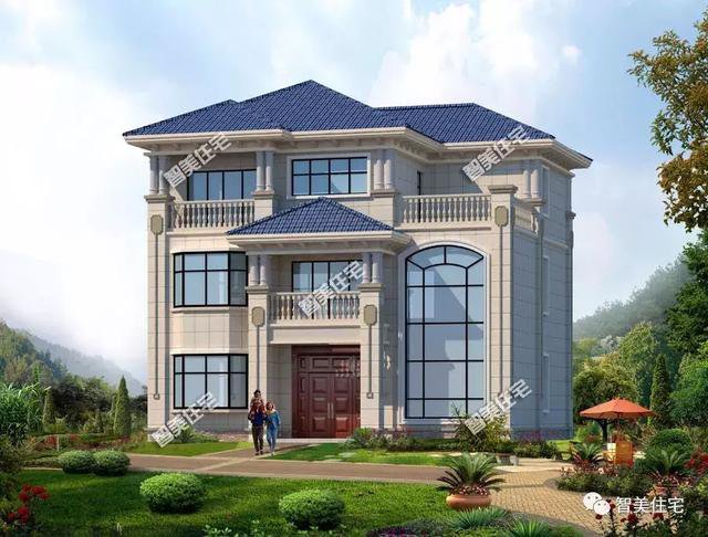 三層簡(jiǎn)歐房子設(shè)計(jì)方案圖，不錯(cuò)的民房設(shè)計(jì)，占地120平-130平方米