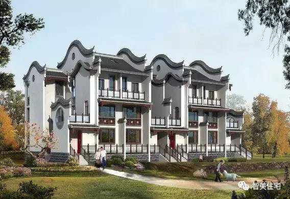 幾款徽派風(fēng)格別墅效果圖片，白墻灰瓦馬頭墻